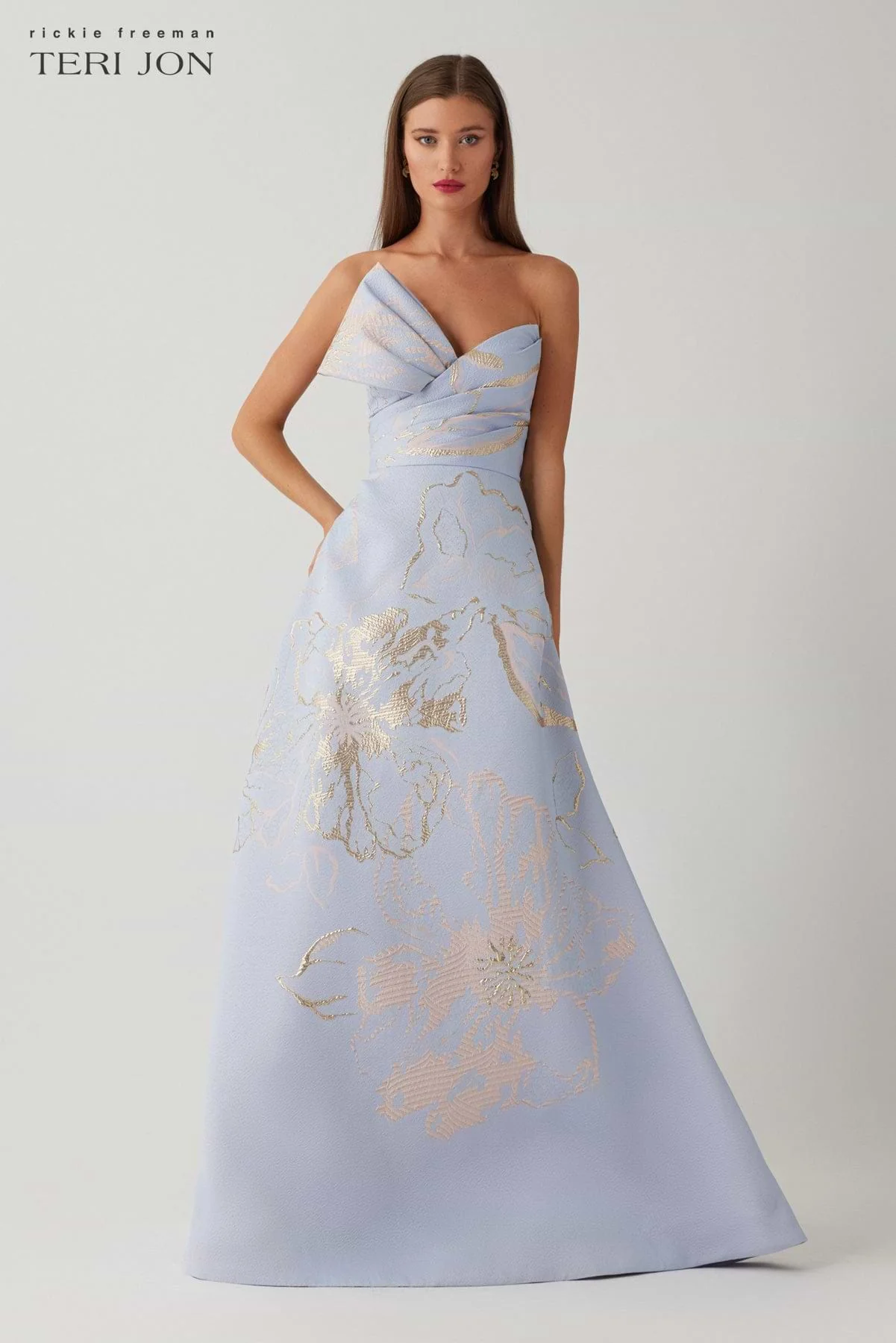 Teri Jon Dress 266025 in Light Blue Multi - Image 4