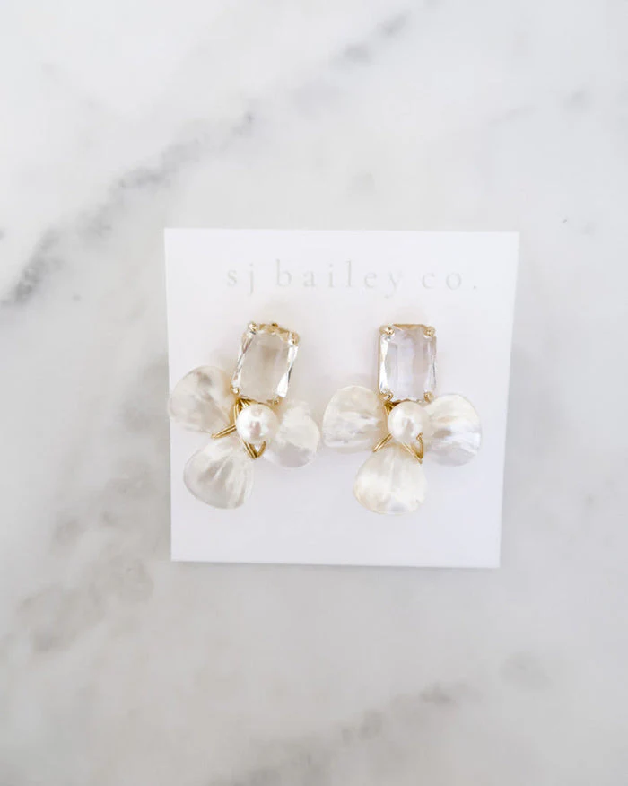 The Madeleine Crystal Earrings in Pearl - Image 2
