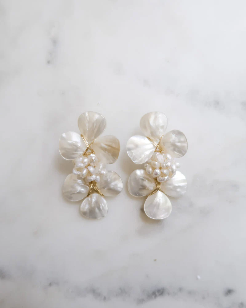 The Richmond Earrings in Pearl Cluster