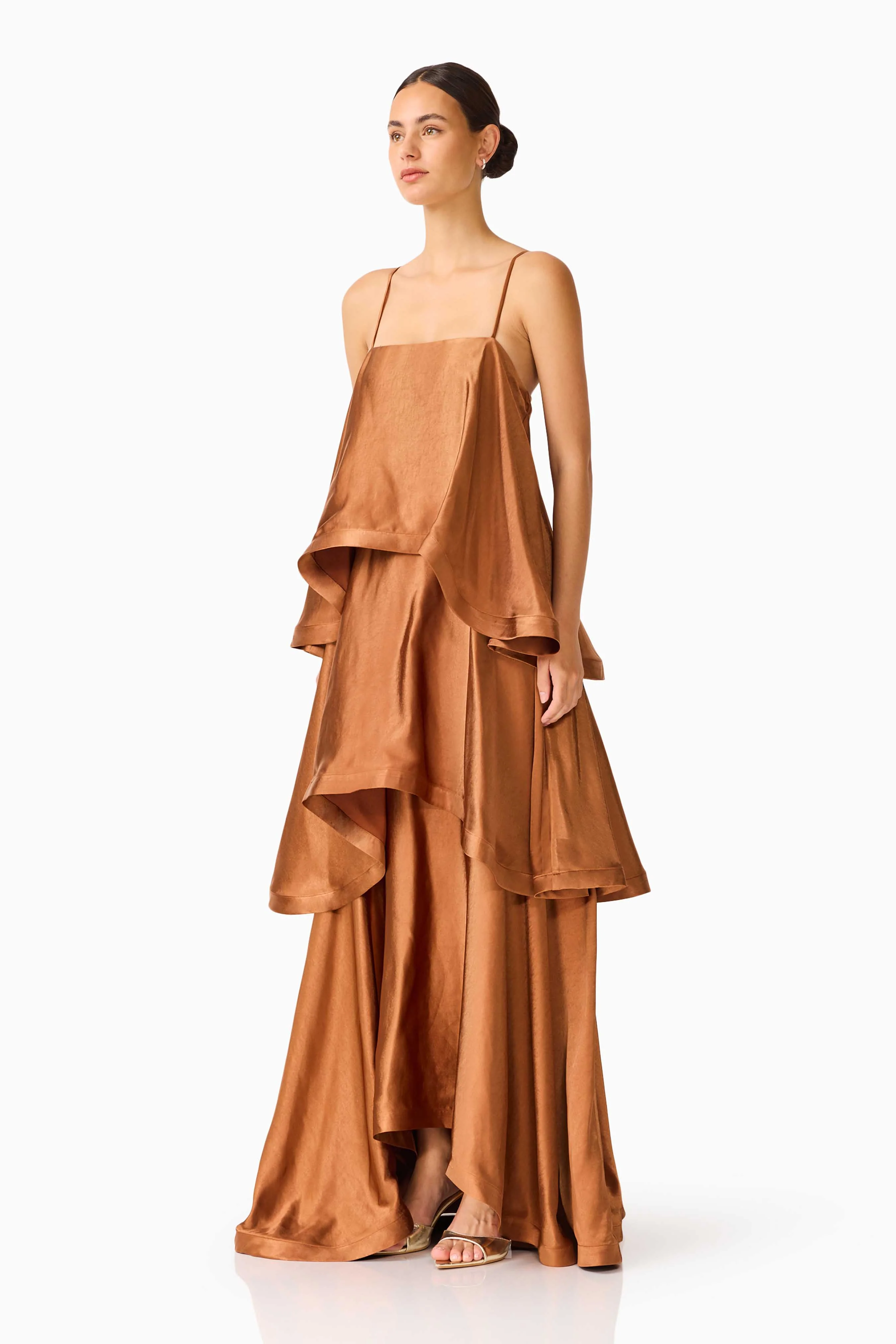 Tilly Tiered Maxi Dress in Brown - Image 5