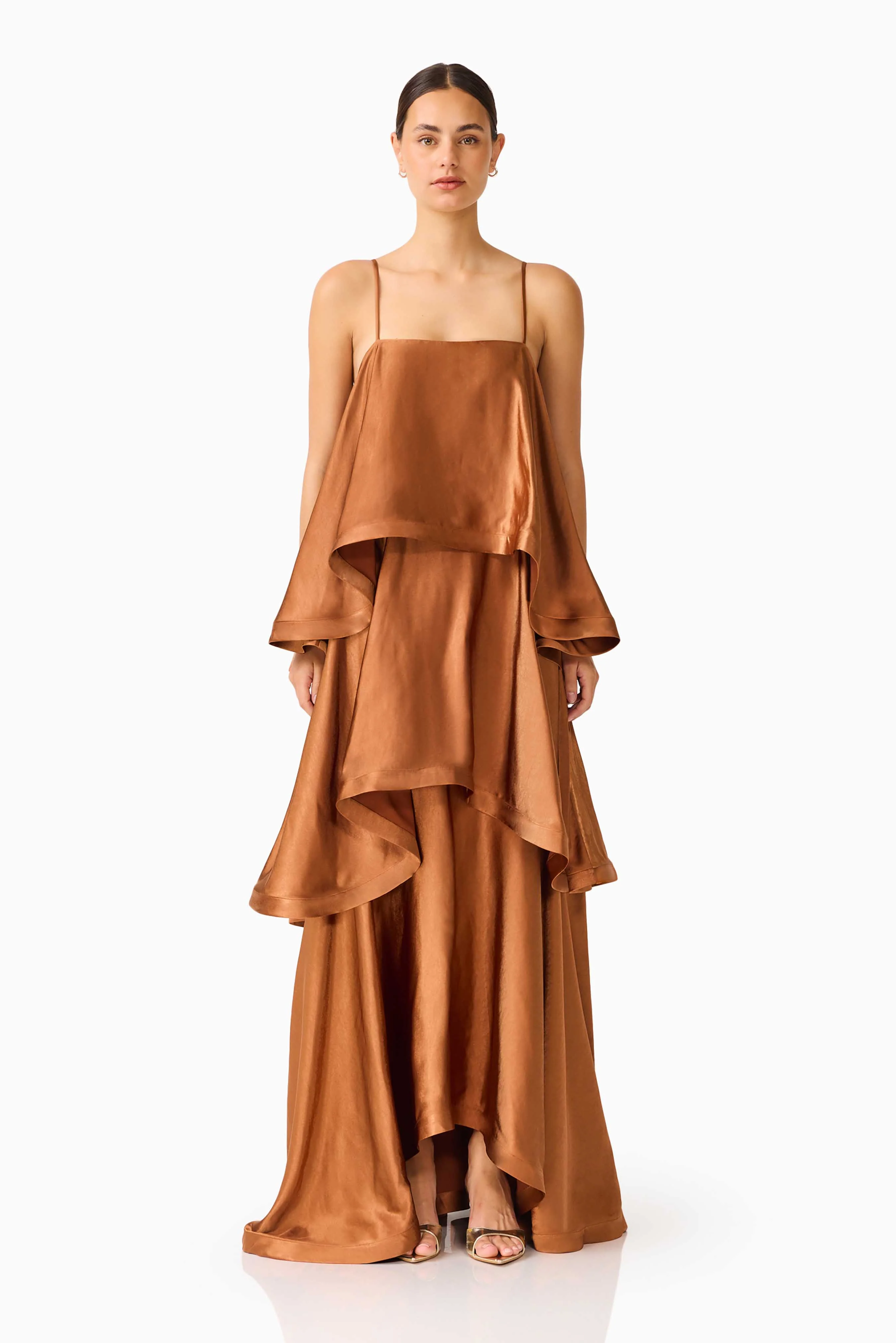 Tilly Tiered Maxi Dress in Brown - Image 6