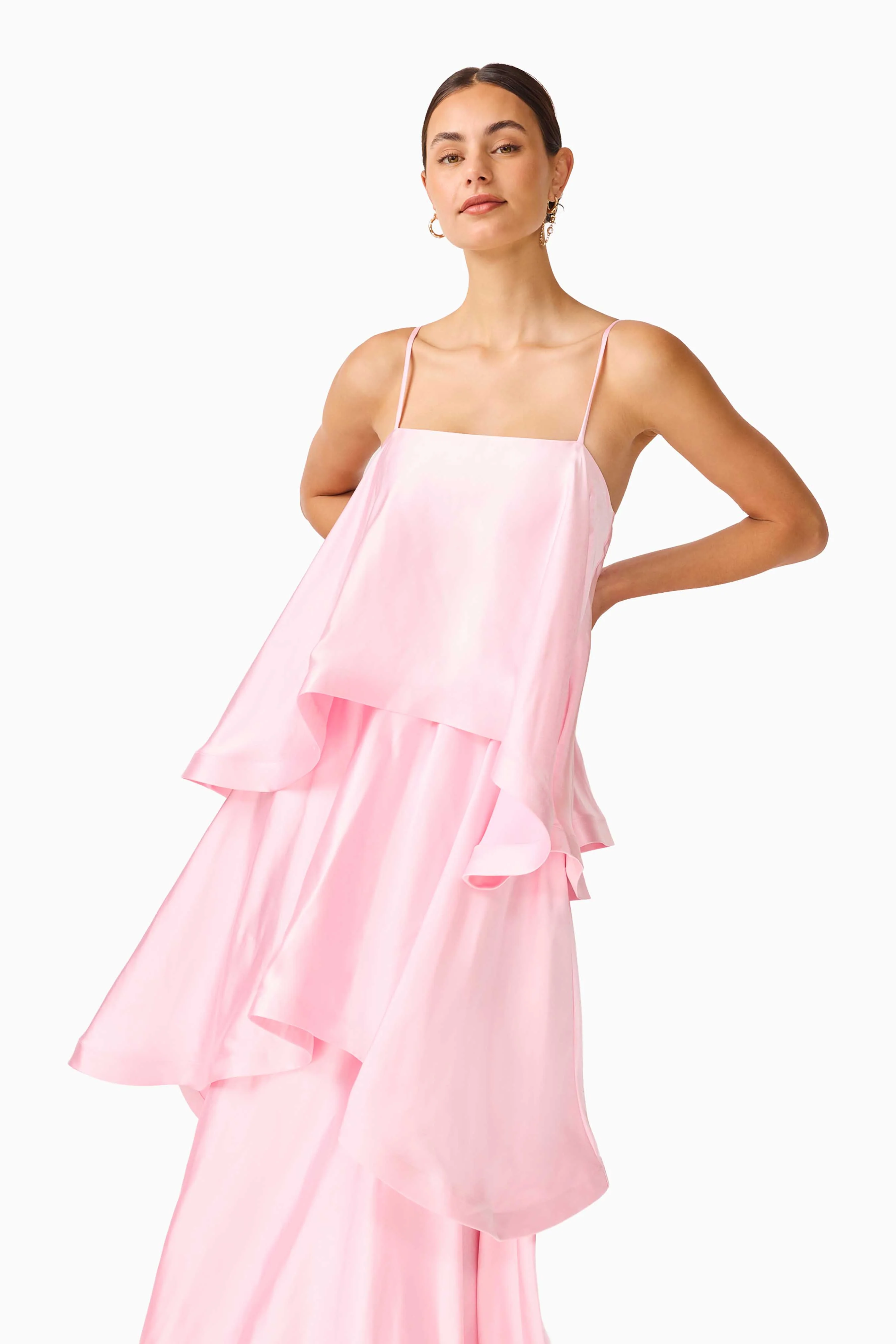 Tilly Tiered Maxi Dress in Pale Pink - Image 2