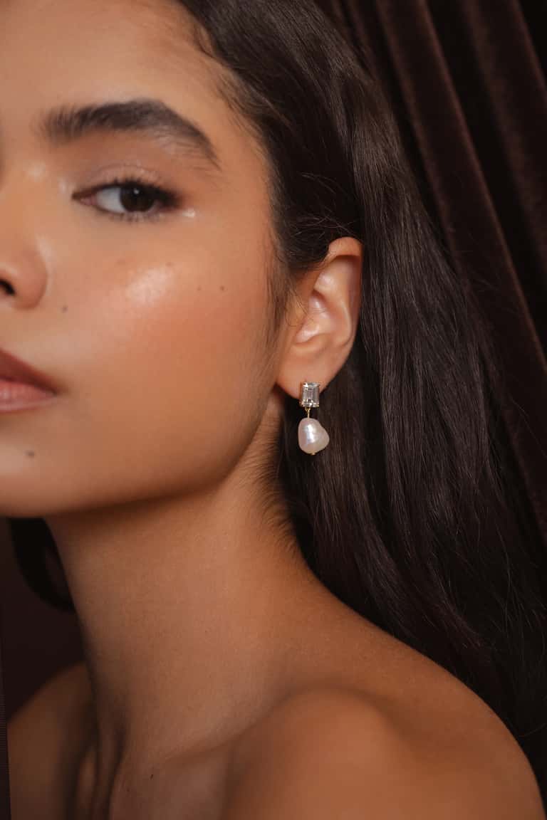 Vivian CZ + Pearl Drop Earring - Image 2